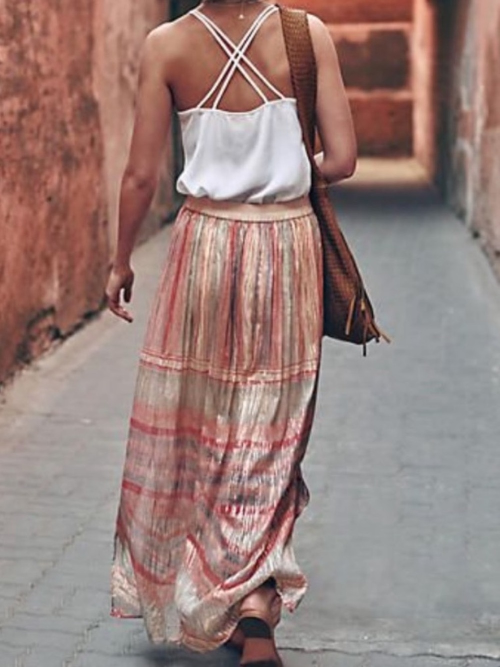 Anthropologie Bl-nk Shimmer Skirt Maxi Midi Metallic High Waist Small